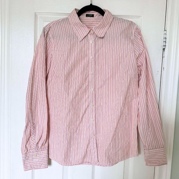 J Crew Striped Orange Button Down | US L - Picture 1 of 4